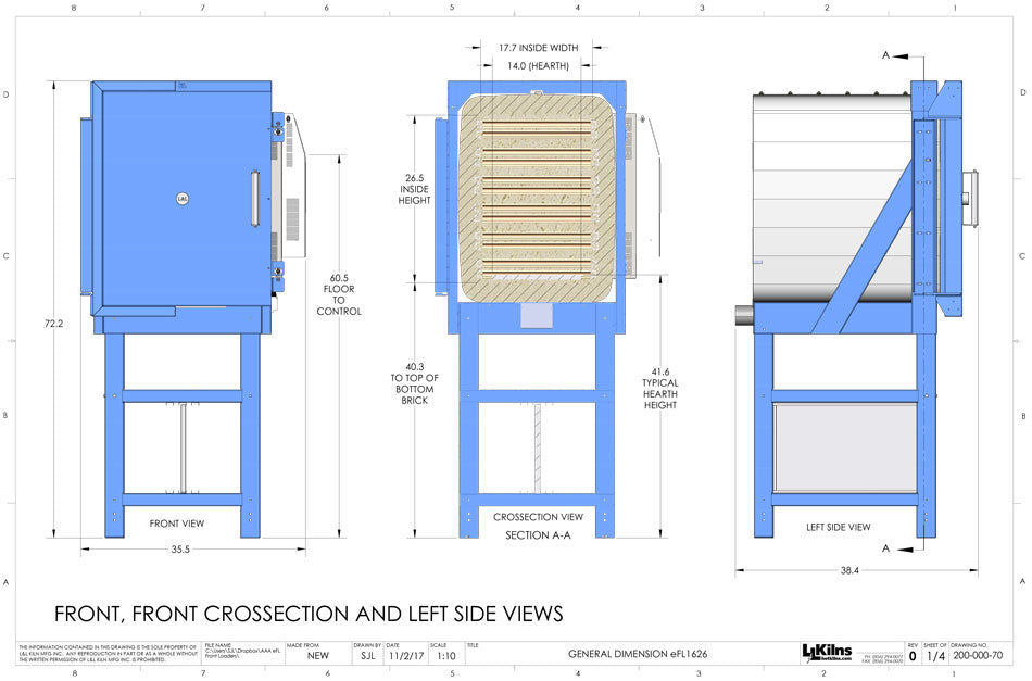 L&L Easy Fire Front Loading eFL Kiln - eFL1626