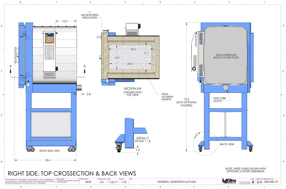 L&L Easy Fire Front Loading eFL Kiln - eFL1626