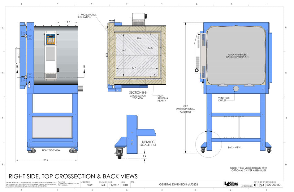 L&L Easy Fire Front Loading eFL Kiln - eFL2626