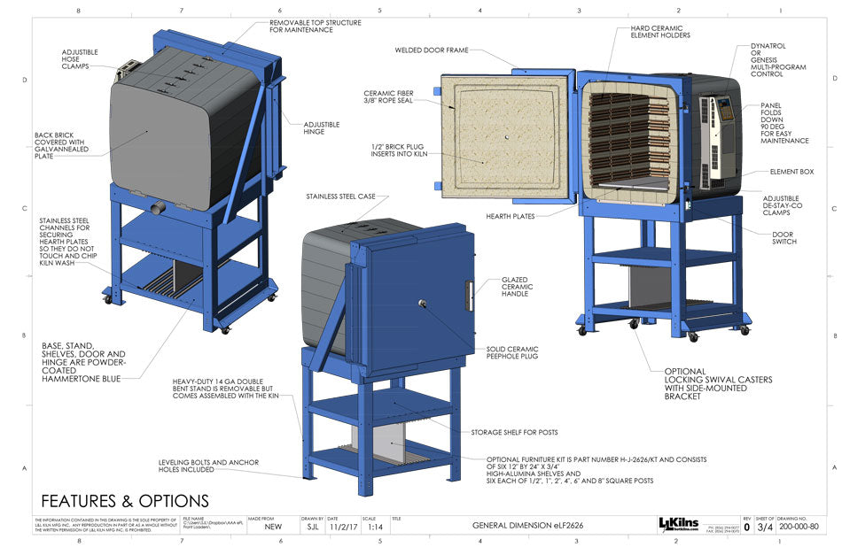 L&L Easy Fire Front Loading eFL Kiln - eFL2626