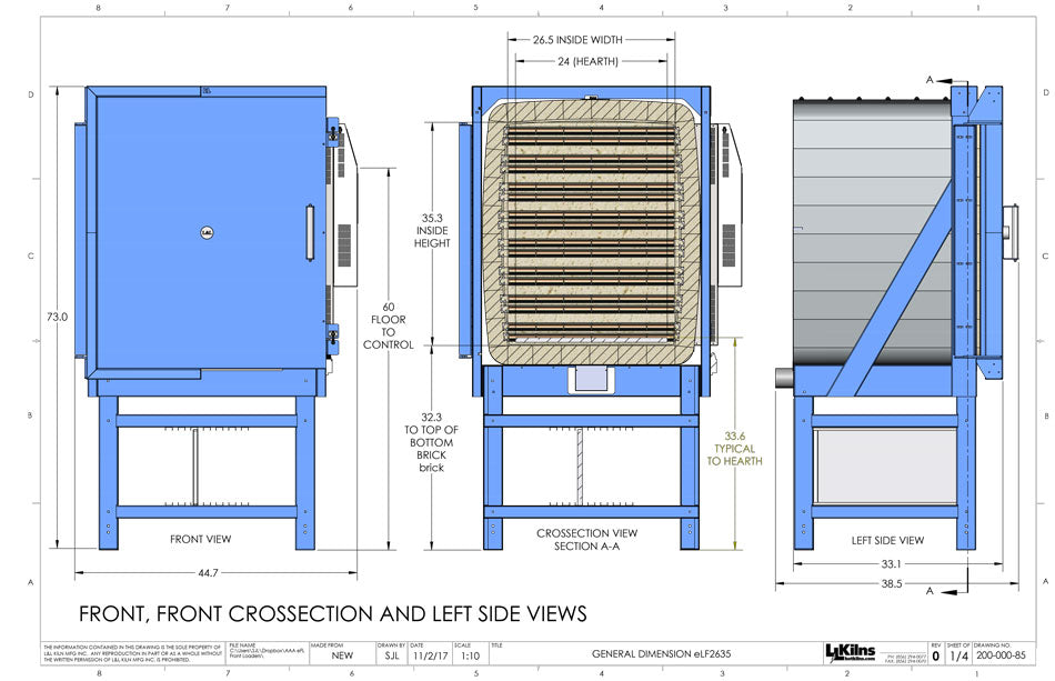 L&L Easy Fire Front Loading eFL Kiln - eFL2635