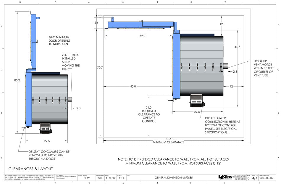 L&L Easy Fire Front Loading eFL Kiln - eFL2635